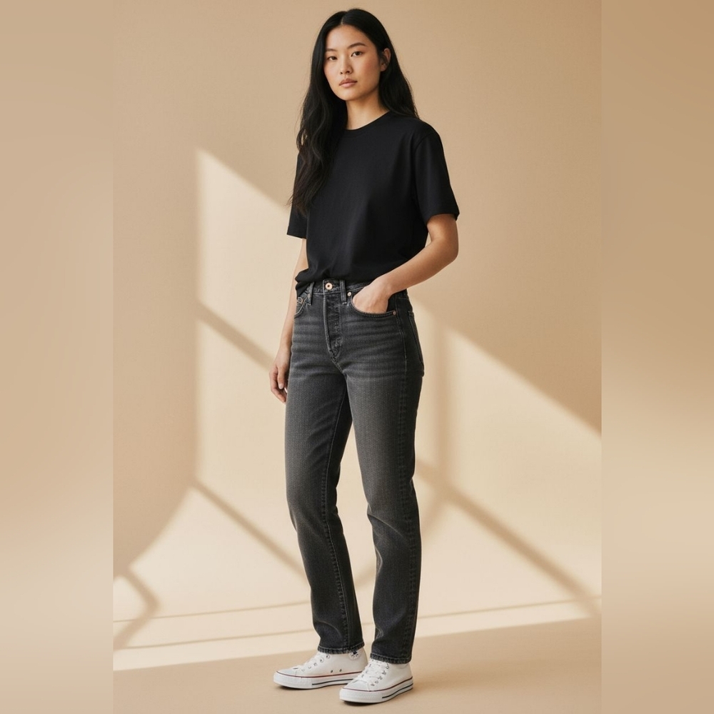 🎉 3/$60 Aritzia Denim Forum The Joni High-Rise Loose In Faded Black Size 26
